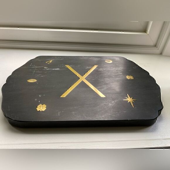 Anthropologie Lucky Marble “ X “ Monogram Serving Board  Pre Owned Excellent - Picture 2 of 6